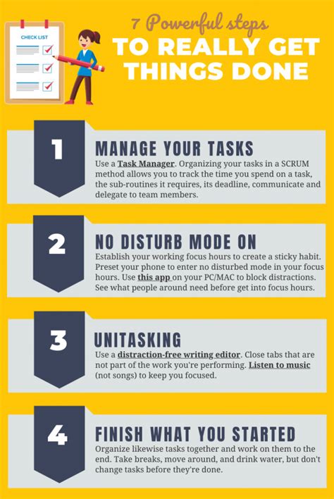 7 Productivity Steps To Really Get Things Done Infographic