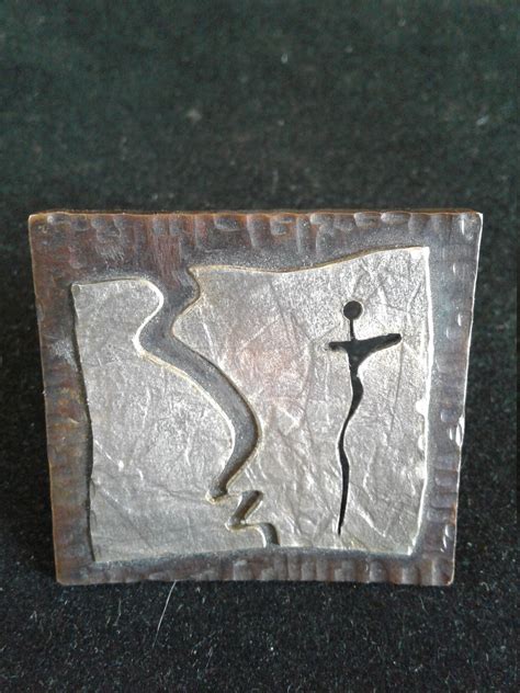 Modern Metal Art Brooch Art Metal Pin Brass Brooch Artesian Brass And