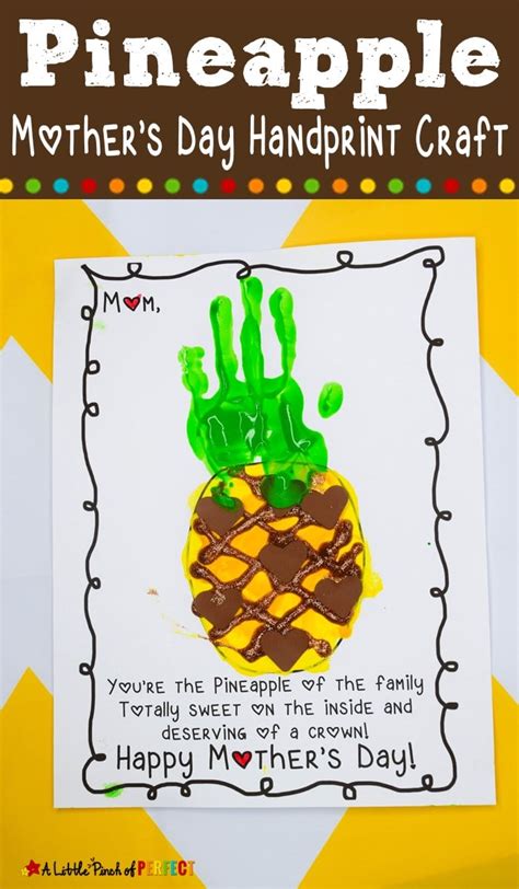 Mothers Day Pineapple Handprint Craft For Kids And Free Template