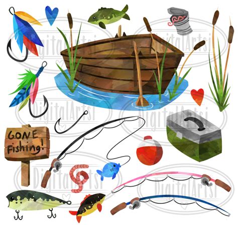 Choose from 7400+ fishing clip art images and download in the form of png, eps, ai or psd. Watercolor Fishing Clipart By Digitalartsi | TheHungryJPEG.com