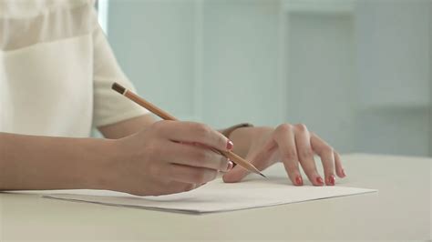 Woman With Pencil Writing On Paper Stock Video Footage 0018 Sbv