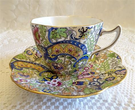 Rosina Blue Paisley Chintz Cup And Saucer Chintz Teacup Etsy Tea