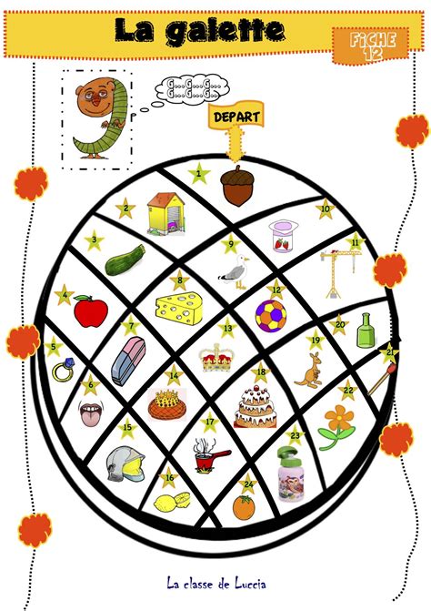 Choix du niveau (maths cp,maths ce1,maths ce2,maths cm1,maths cm2): jeu la galette pour le son g. Il y a aussi plein d'autres planches de jeux pour différents sons ...