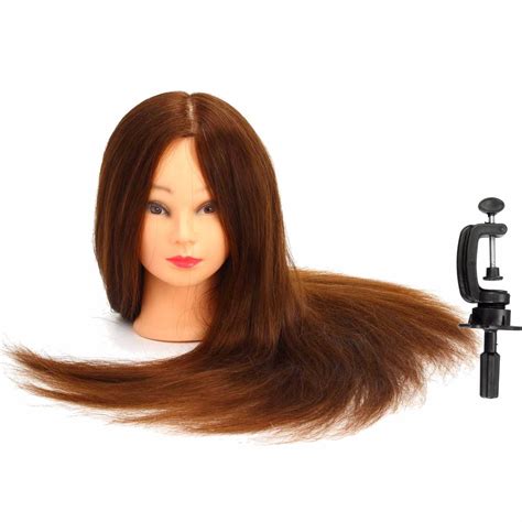 24 100 Human Hair Practice Mannequin Head Hairdressing Train Modelclamp