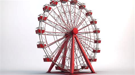 Red Ferris Wheel On A White Background 3d Object Ferris Wheel On A White Isolated Background
