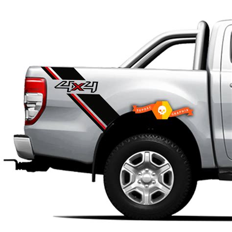 Pair Vinyl Decals Stickers Side Bed Bands 4x4 Graphic For Ford Ranger