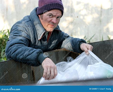 Homeless Man Roots In Dumpster Stock Image Image Of Alcoholic