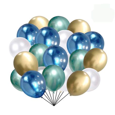 Buy Blue And Gold Metallic Chrome Latex Balloons 50pcs 12 Inch Green