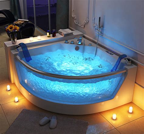 Luxus Whirlpool Badewanne Atlanta Mit 17 Massage Düsen Led Heizung Ozon Glas Für Bad