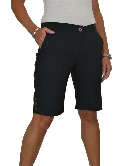 Ice Stretch Lightweight Above Knee Shorts Mid Rise 3 Side Buttons 8 22 Fashion Shorts