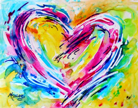 Martha Kisling Art With Heart Colorful Heart Watercolor On Yupo By