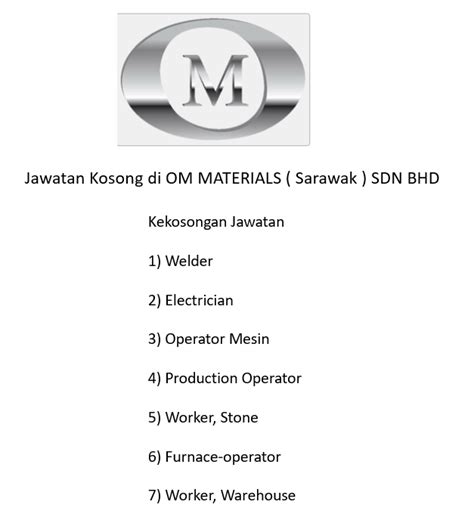 Om holdings limited (omh) is pleased to announce that the first modified furnace at its sarawak plant has successfully achieved hot commissioning, with the first tap of silicomanganese occurring on 18 december 2016. Jawatan Kosong di OM MATERIALS ( Sarawak ) SDN BHD ...