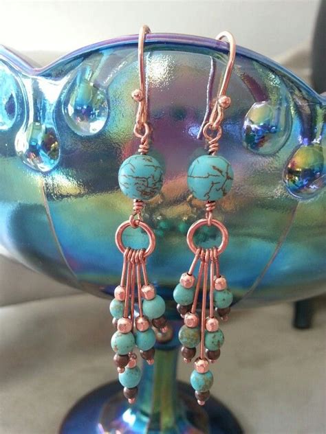 Magnesite And Copper Earrings Find Them On Howlingwolvesjewelry Etsy
