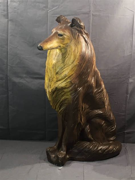 Mid Century Collie Statuedecorative Ceramic Dog Statue Big Animal