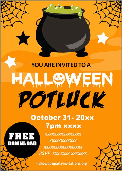Free Halloween Potluck Invitation Templates Printable Templates