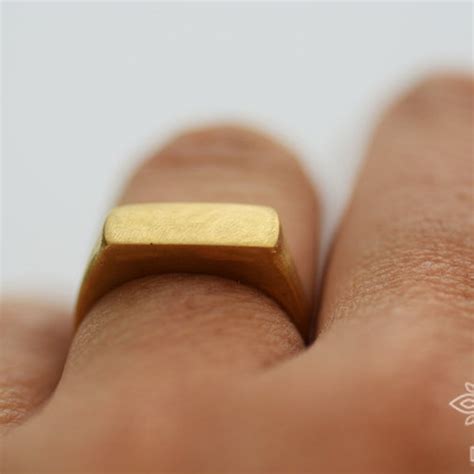 14k solid gold bar signet ring pinkie ring engravable ring etsy