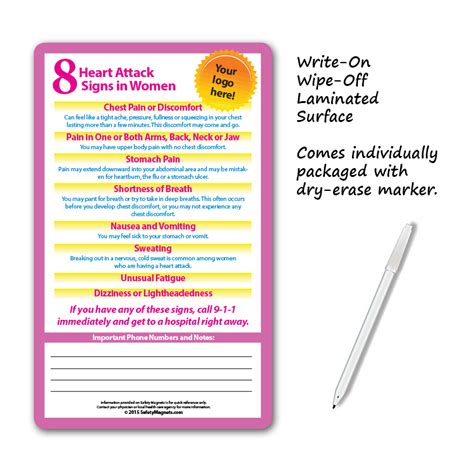 (this comes without a medical exam, but still requires the completion of a short questionnaire.) accidental death insurance will not cover a heart attack. Heart Attack Signs in Woman - Mini Memo Board - 5.25x8.5 ...