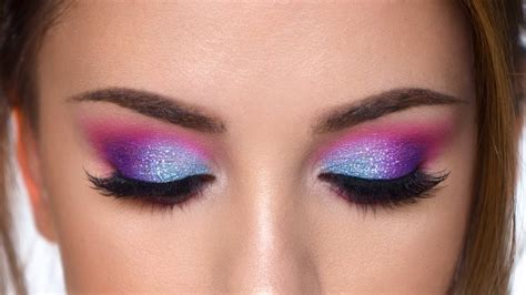 Colorful Glitter Smokey Eye Makeup Tutorial Purple Teal And Pink