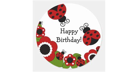 Ladybug Happy Birthday Sticker Zazzleca