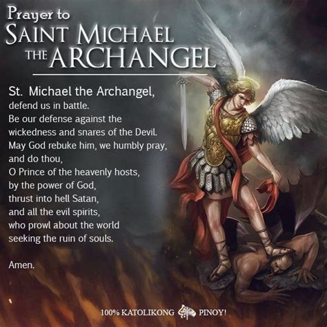 Prayer To Saint Michael St Michael The Archangel Defend Us In Battle