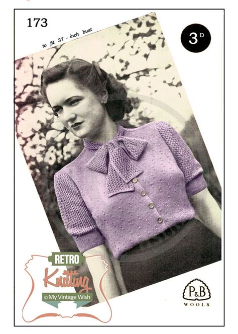 1940s Pussy Bow Sweater Knitting Pattern Pdf By Myvintagewish