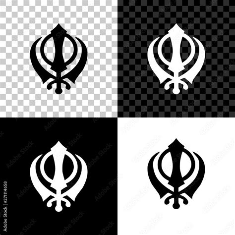 Vecteur Stock Sikhism Religion Khanda Symbol Icon Isolated On Black