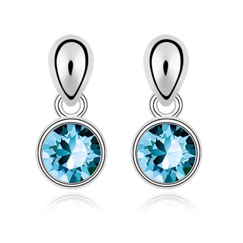 Pendientes Colgantes De Cristal Austriaco Para Mujer Aretes De Gota Brillantes De Forma Redonda