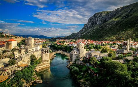 Wallpaper landscape, mountains, panorama, Bosnia and Herzegovina, Bosnia and Herzegovina, Mostar ...
