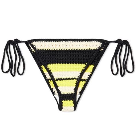 Ganni Crochet String Bikini Bottom Golden Kiwi End Au