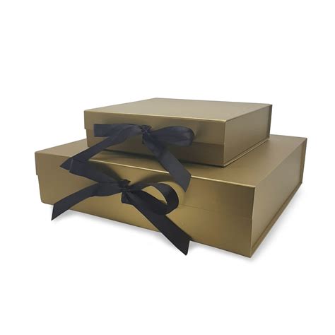 Gold Gift Boxes With Ribbon Barry Packaging