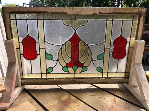 Ic3308 Antique Stained Glass Window 41 X 25 Legacy Vintage