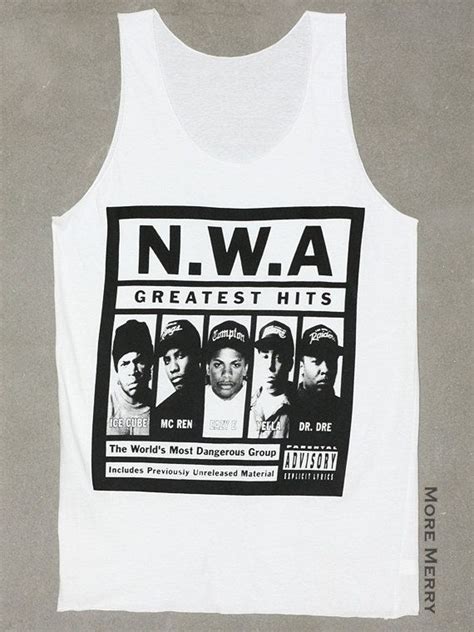 N W A Greatest Hits Rapper Hip Hop White Tank Top Singlet Vest Tunic