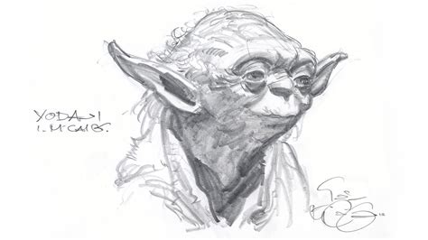 Star Wars Yoda Sketch Drawing Artwork By Artist Iain Mccaig Character