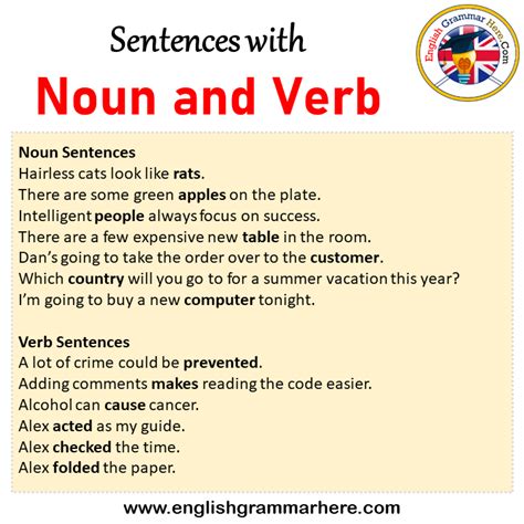 sentences with noun and verb noun and verb in a sentence in english sentences for noun and