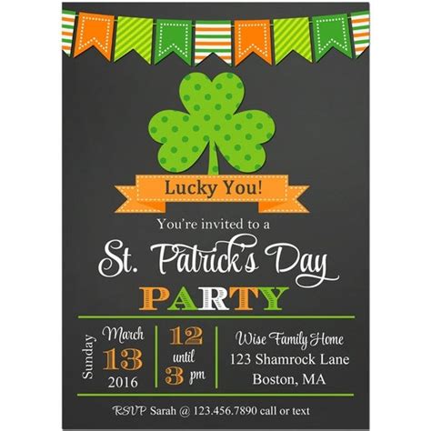 St Patrick S Day Invitation Printable Or Printed With Free Shipping Any Wording Shamrock