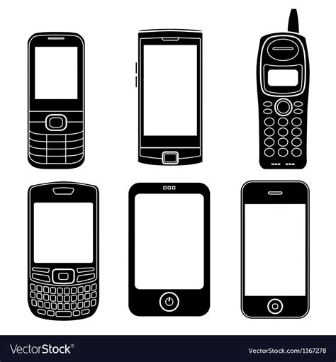 Mobile Phones Silhouettes Set Royalty Free Vector Image