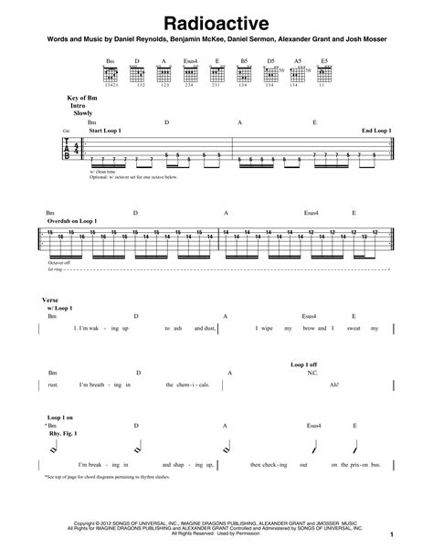 Radioactive By Imagine Dragons Guitar Lead Sheet Guitar Instructor