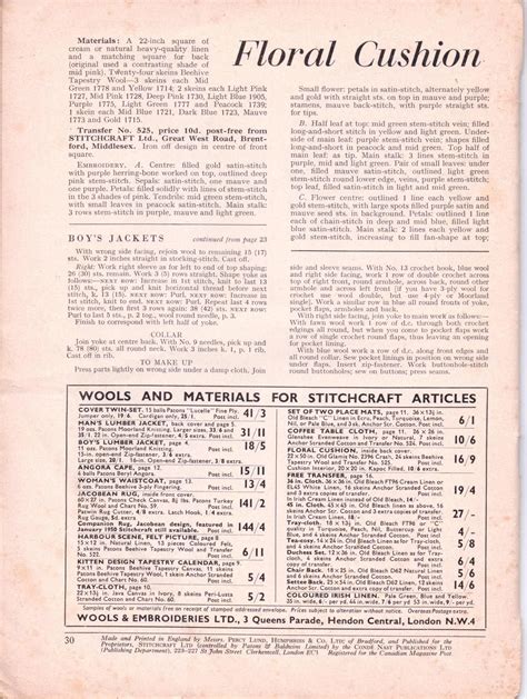 Full Magazine Scan Stitchcraft October 1953 Vintage