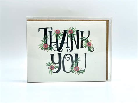 Thank You Greeting Card Set Blank Greeting Card With Envelope Etsy
