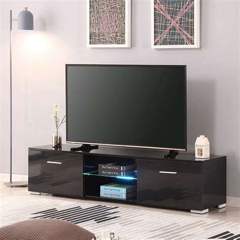 Buy Hommpa Tv Stand For Tvs Up To 65 Wrgb Led Lights 2 Shelves 2