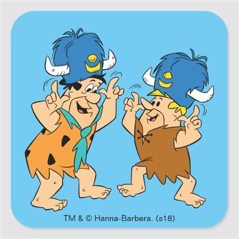 The Flintstones Fred And Barney Water Buffaloes Square Sticker Zazzle