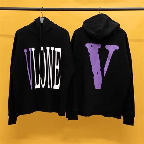 Vlone Classic Purple Logo Black Hoodie