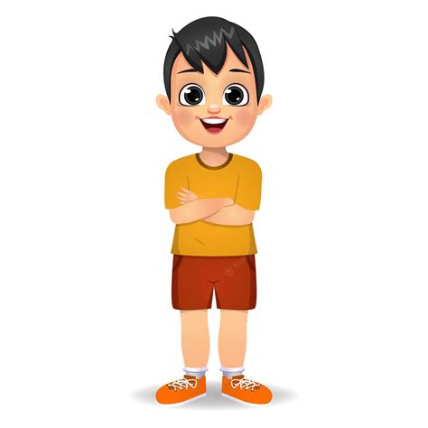 Premium Vector Boy Kid Standing With Hands Crossed Isolated On White