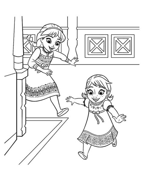 Find more elsa and anna vector graphics at. Little Anna and Elsa Running in the Hallway Coloring Pages ...