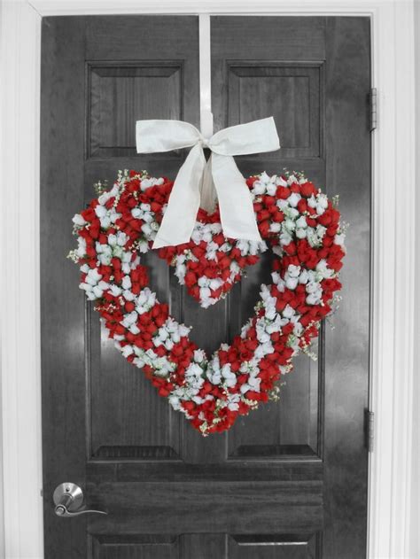 Large Valentines Wreath Heart Shaped Wreath Mini Rose Bud Wreath