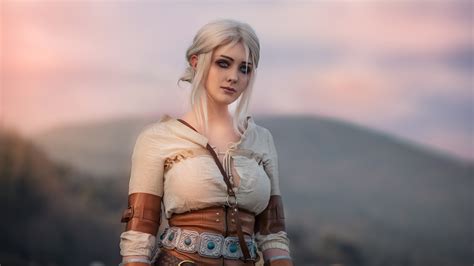 Wallpaper Blue Snow Model Looking At Viewer Portrait Depth Of Field Cosplay Ciri The