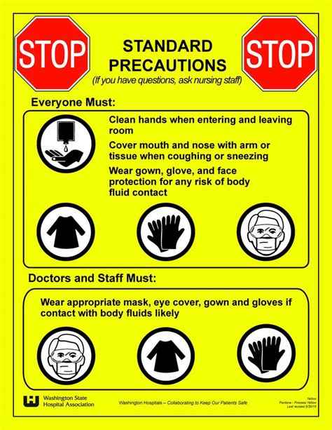 Isolation Precautions Signage Standard Washington State