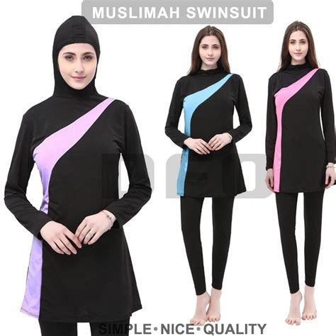 Baju Suit Mandi Muslimah Swimsuit Hijab Women Female Swimming Plus Size