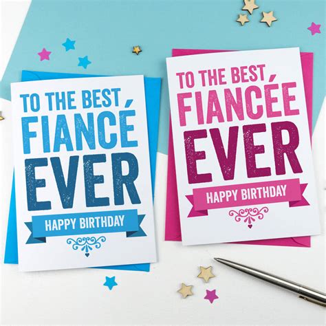 Birthday Card For Fiancée Or Fiancé In Pink Or Blue By A Is For