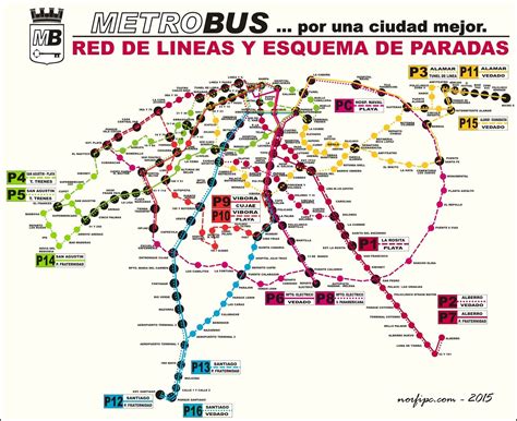 Mapa De Las Líneas Del Metrobus En La Habana Con Sus Rutas Y Paradas